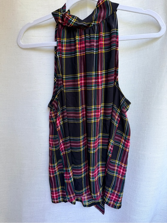 J. Crew Tops - J.Crew Stewart Tartan Plaid Tie Neck Sleeveless Blouse Size 6